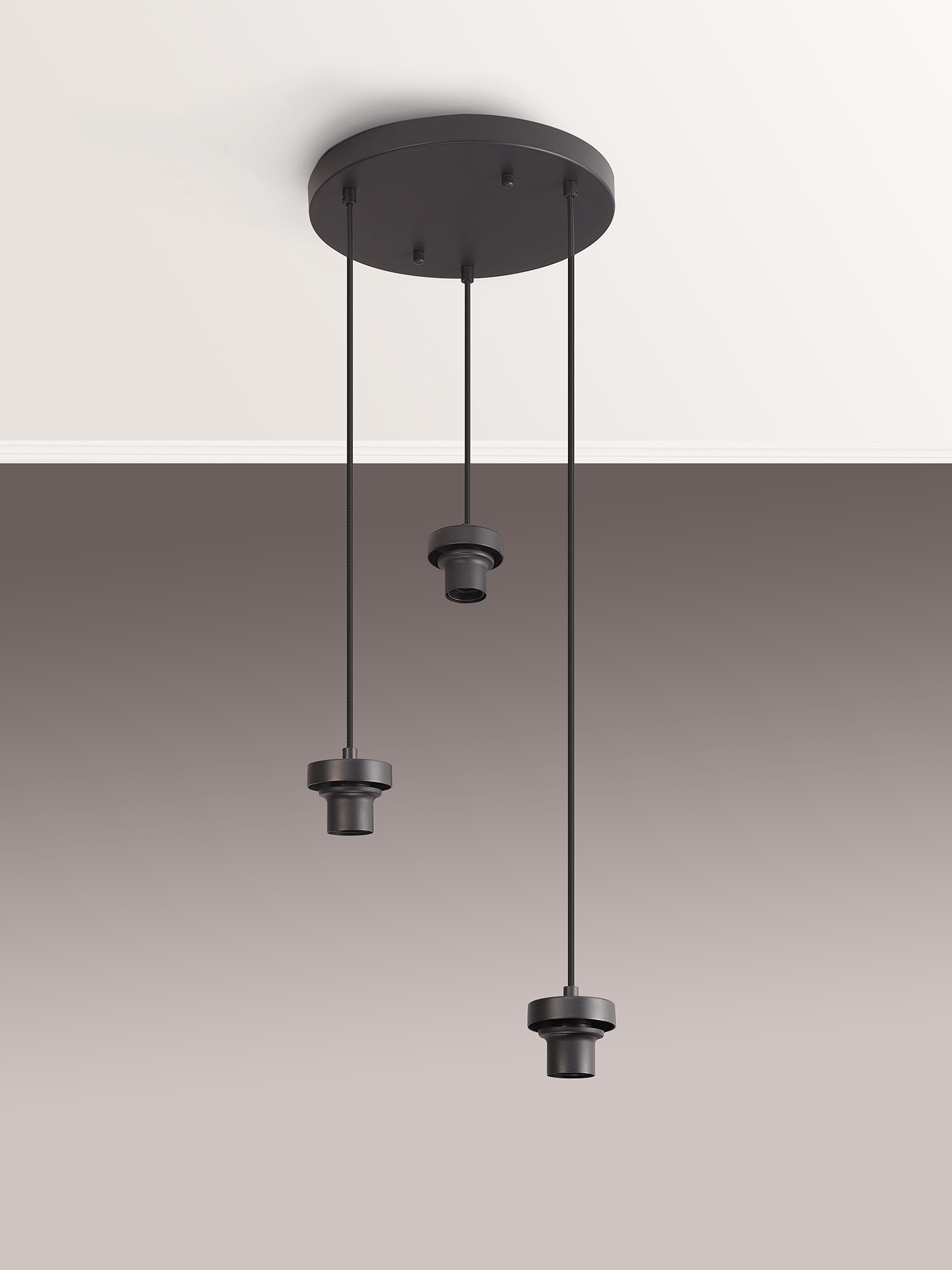 Luminosity Designs Ltd - Sadie Satin Nickel 3 Light E27 2m Round Multiple Pendant (FRAME ONLY) - Luminosity Designs Ltd
