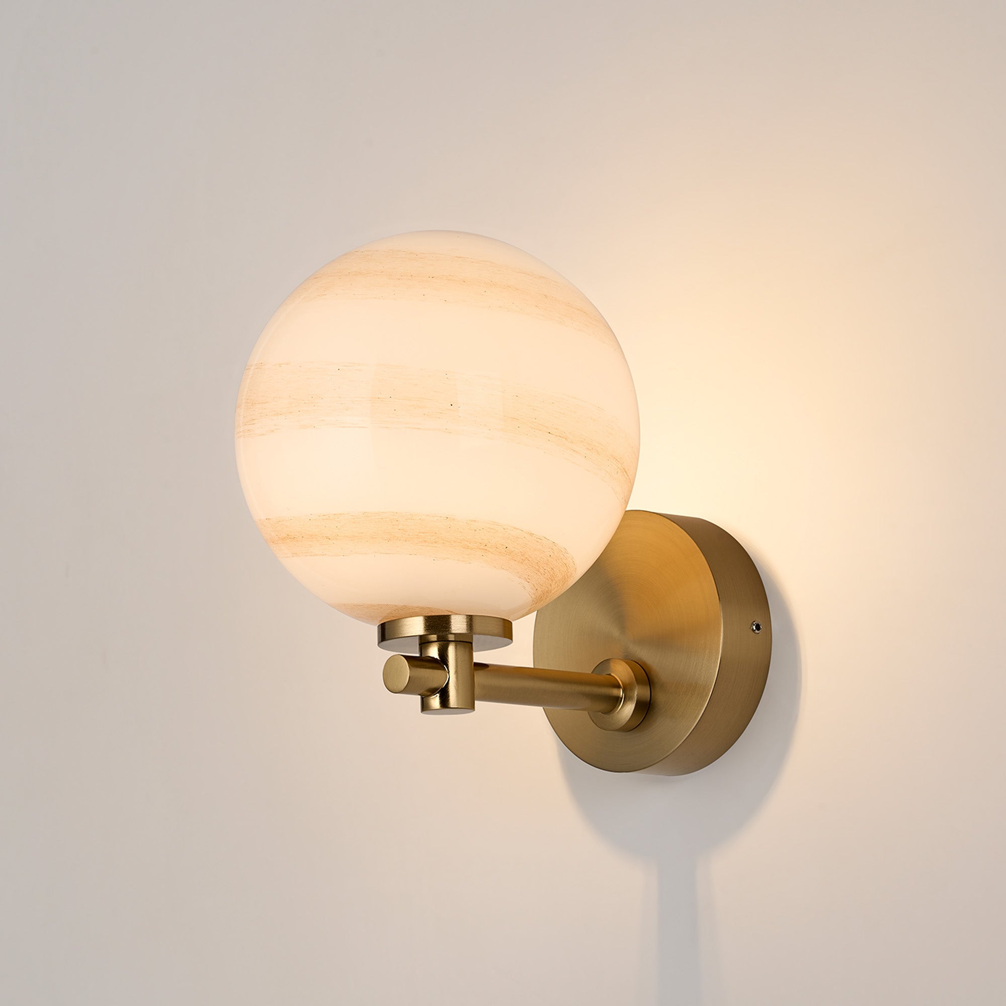 Luminosity Designs Ltd - Samuel Short Arm Wall Light, 1 Light G9, IP44, Round Marble Effect Glass - Luminosity Designs Ltd