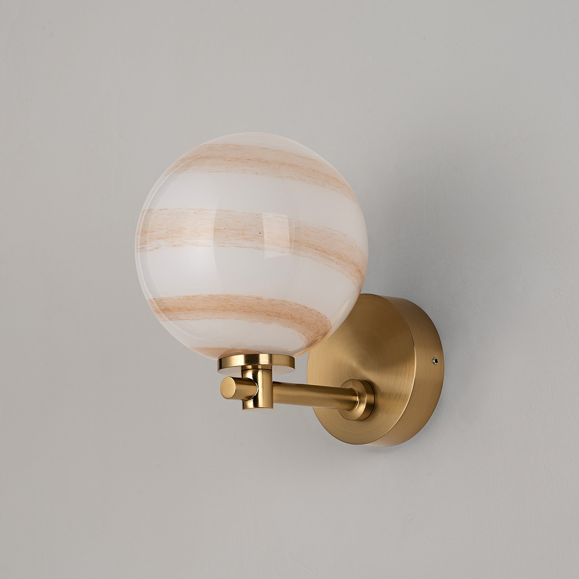Luminosity Designs Ltd - Samuel Short Arm Wall Light, 1 Light G9, IP44, Round Marble Effect Glass - Luminosity Designs Ltd