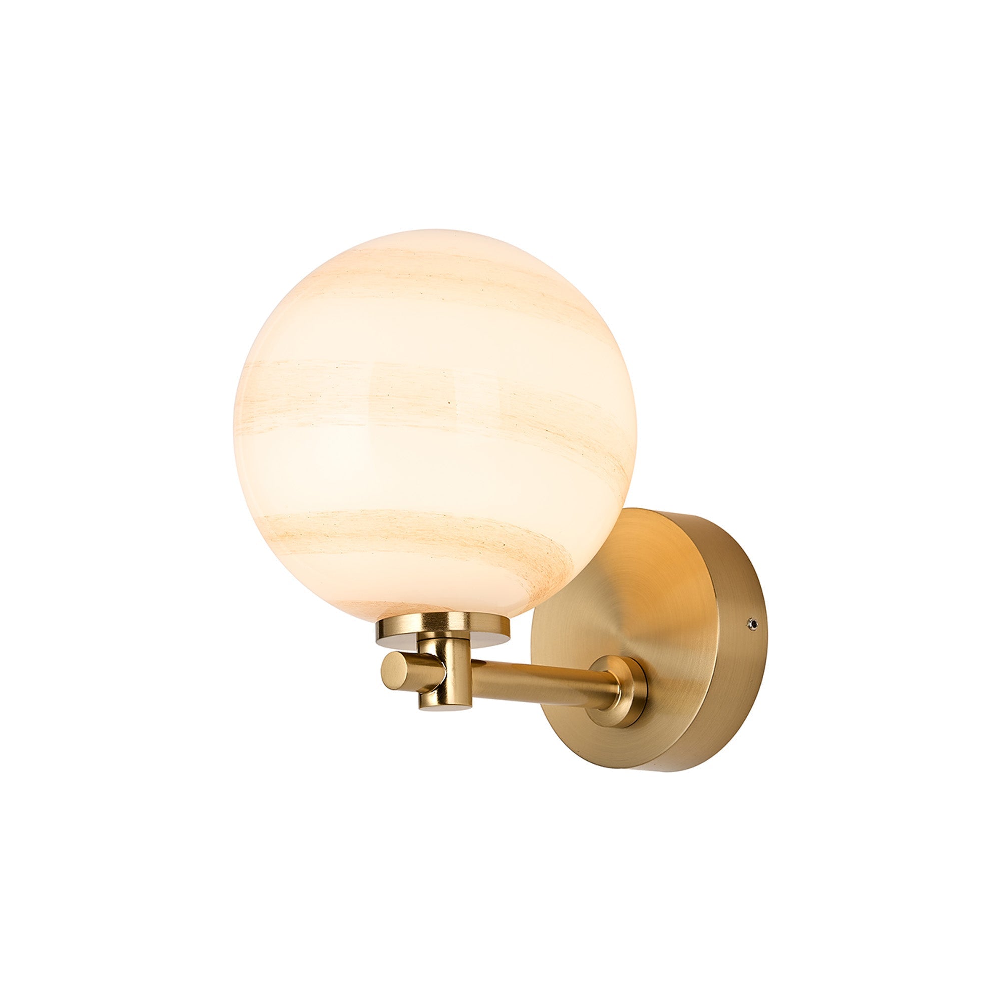 Luminosity Designs Ltd - Samuel Short Arm Wall Light, 1 Light G9, IP44, Round Marble Effect Glass - Luminosity Designs Ltd