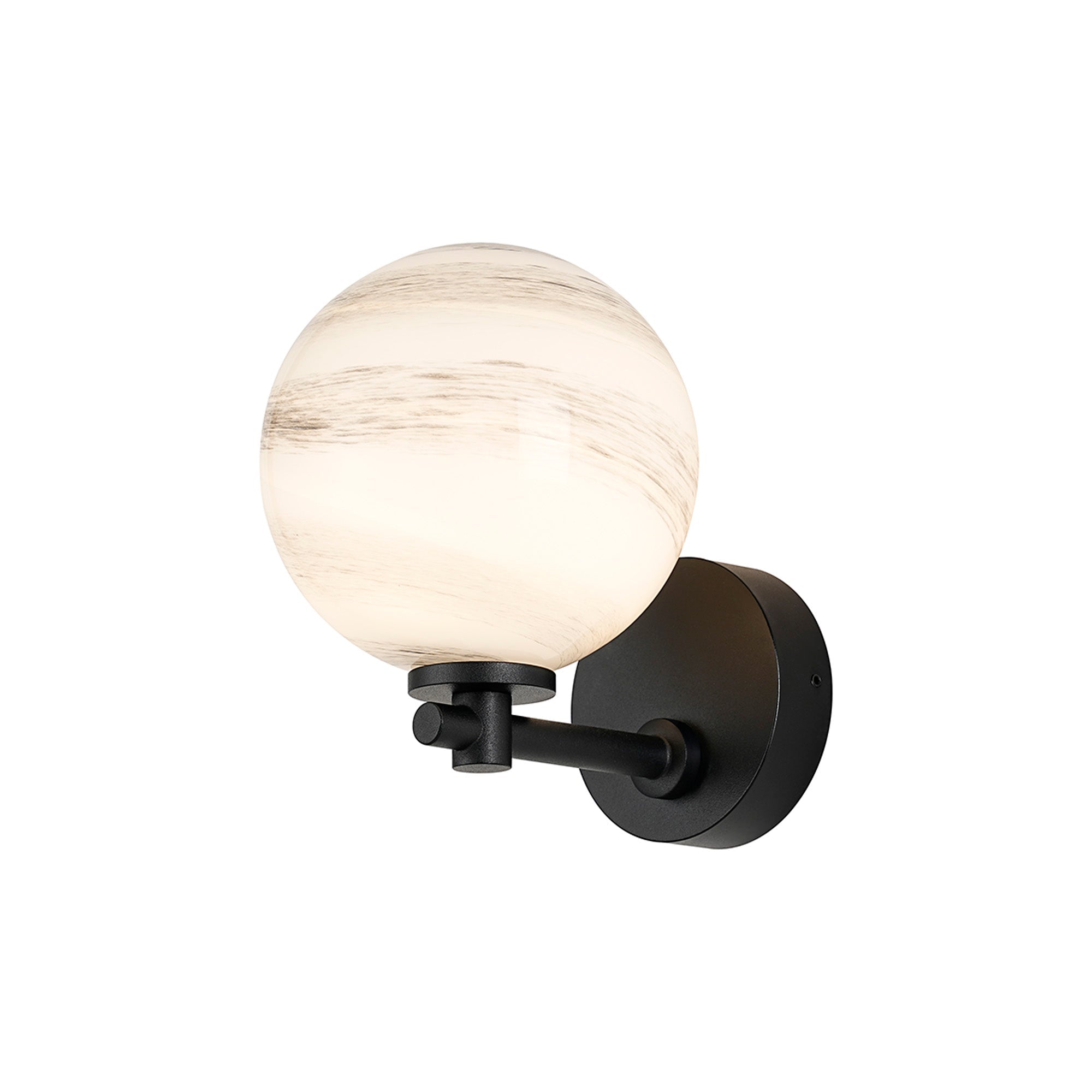 Luminosity Designs Ltd - Samuel Short Arm Wall Light, 1 Light G9, IP44, Round Marble Effect Glass - Luminosity Designs Ltd