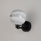 Luminosity Designs Ltd - Samuel Short Arm Wall Light, 1 Light G9, IP44, Round Marble Effect Glass - Luminosity Designs Ltd