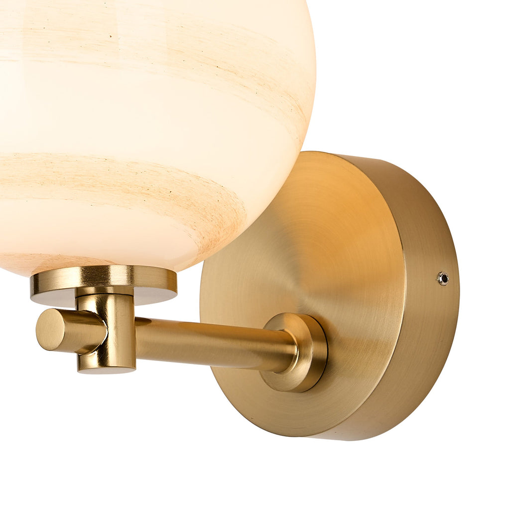 Luminosity Designs Ltd - Samuel Short Arm Wall Light, 1 Light G9, IP44, Round Marble Effect Glass - Luminosity Designs Ltd