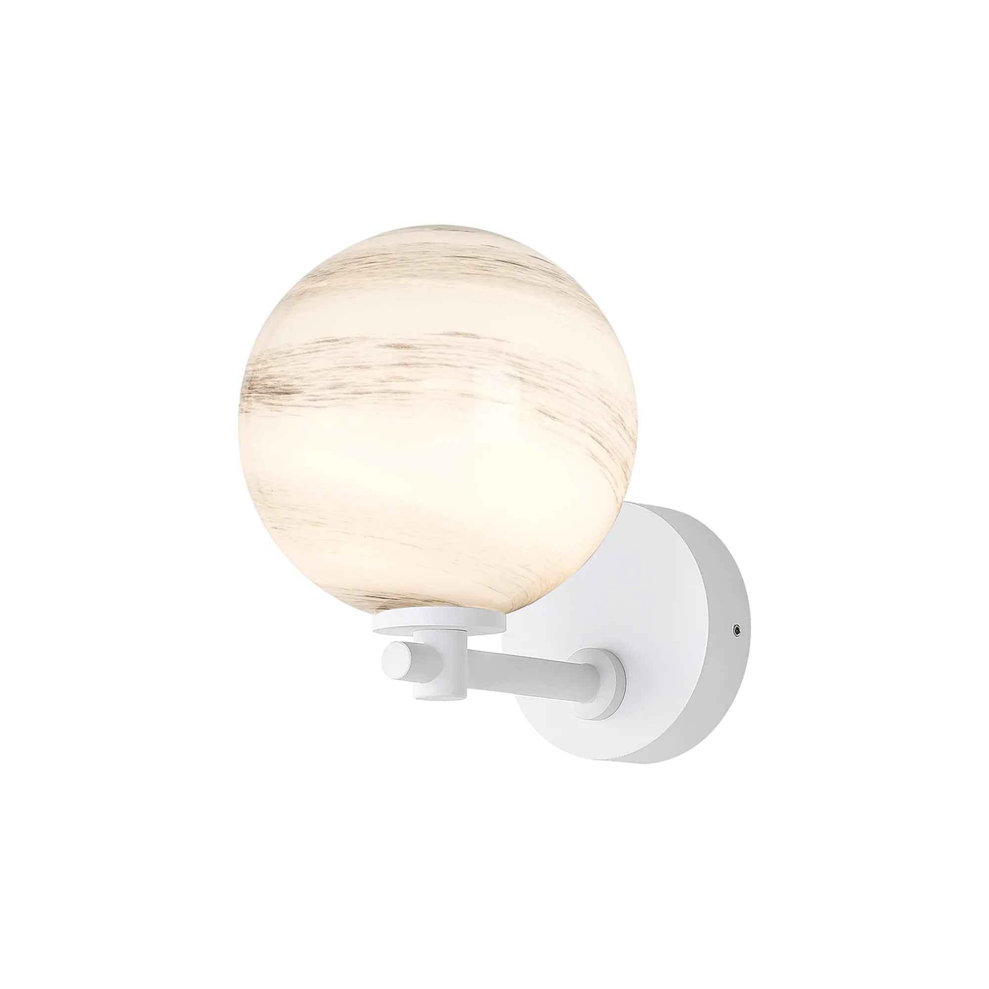 Luminosity Designs Ltd - Samuel Short Arm Wall Light, 1 Light G9, IP44, Round Marble Effect Glass - Luminosity Designs Ltd