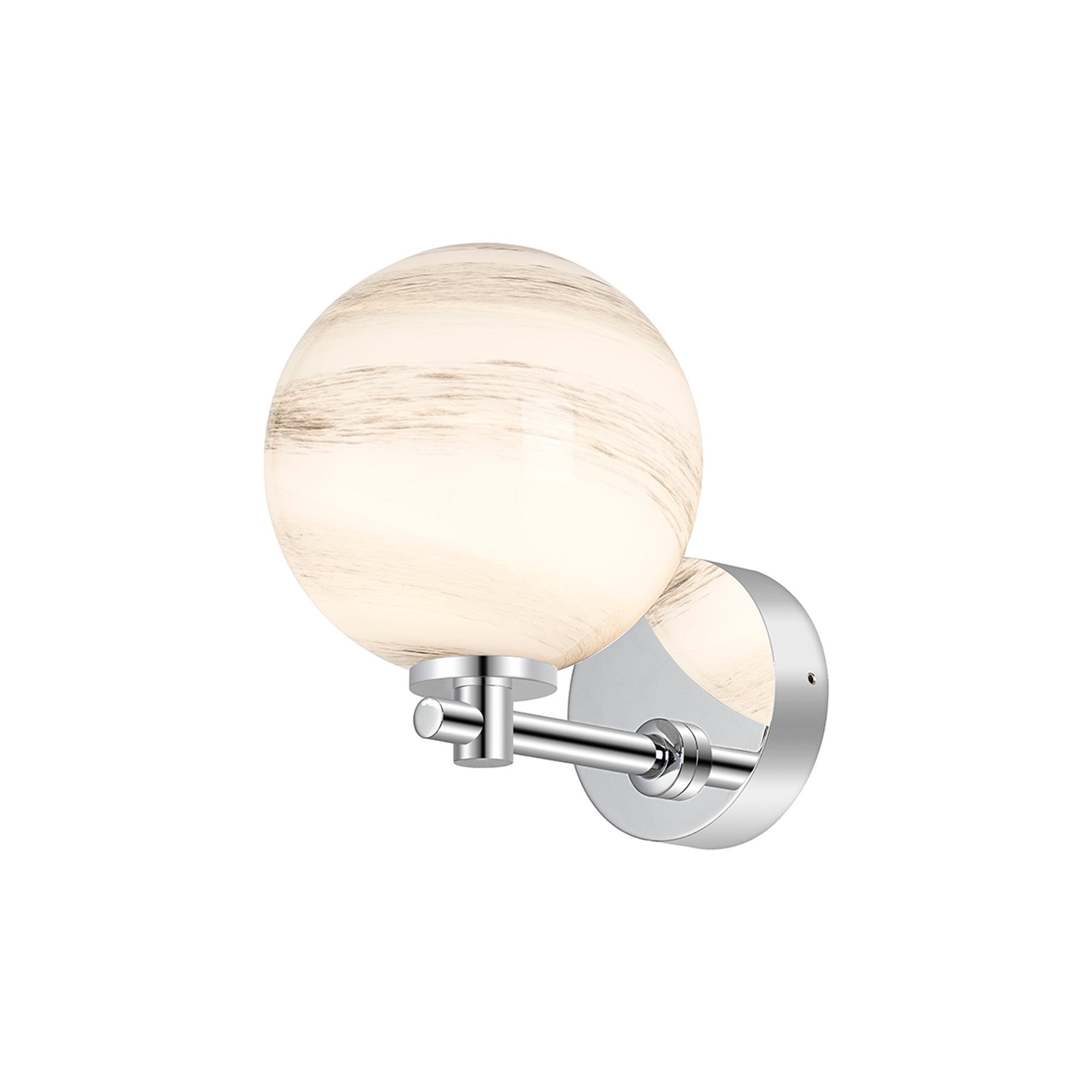 Luminosity Designs Ltd - Samuel Short Arm Wall Light, 1 Light G9, IP44, Round Marble Effect Glass - Luminosity Designs Ltd