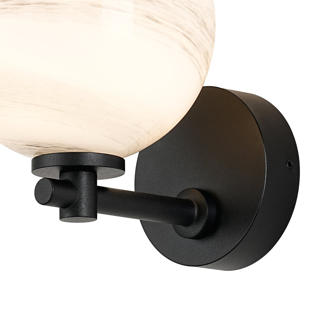 Luminosity Designs Ltd - Samuel Short Arm Wall Light, 1 Light G9, IP44, Round Marble Effect Glass - Luminosity Designs Ltd