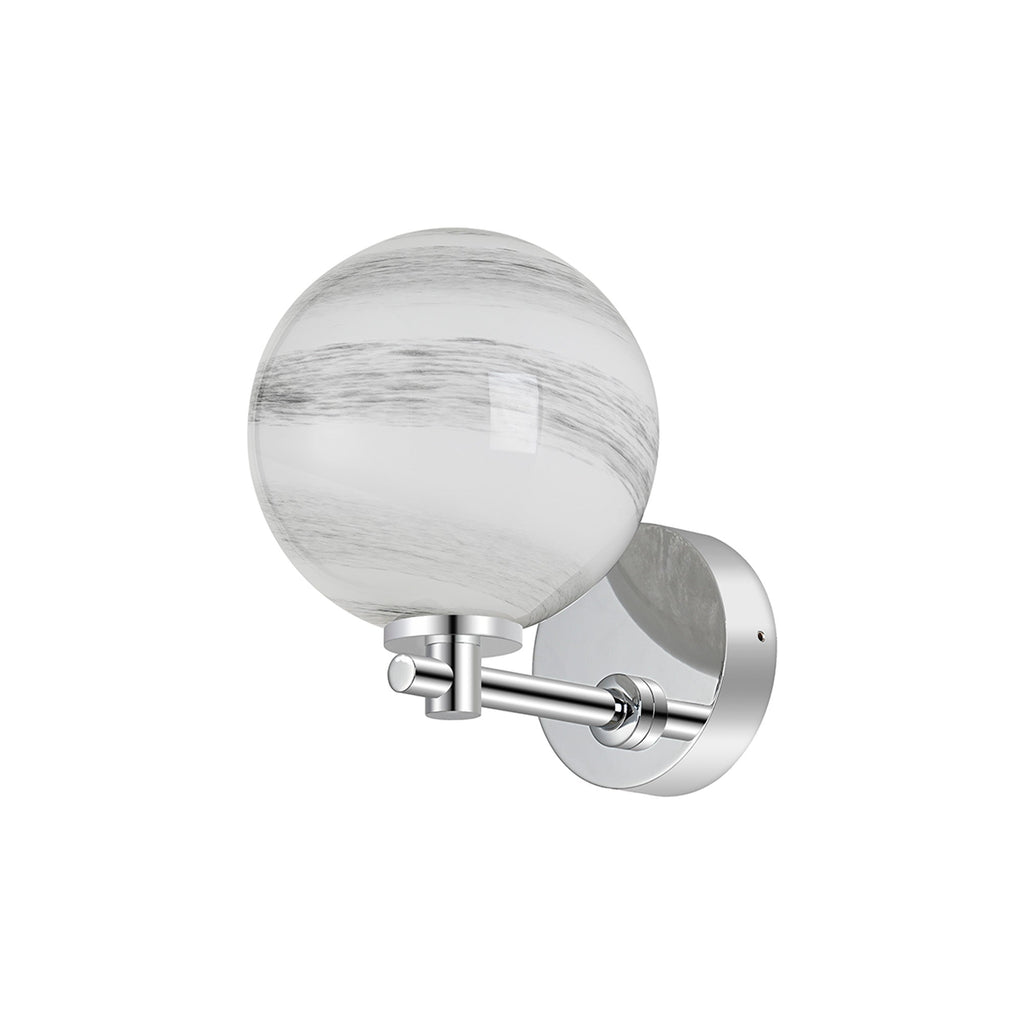 Luminosity Designs Ltd - Samuel Short Arm Wall Light, 1 Light G9, IP44, Round Marble Effect Glass - Luminosity Designs Ltd