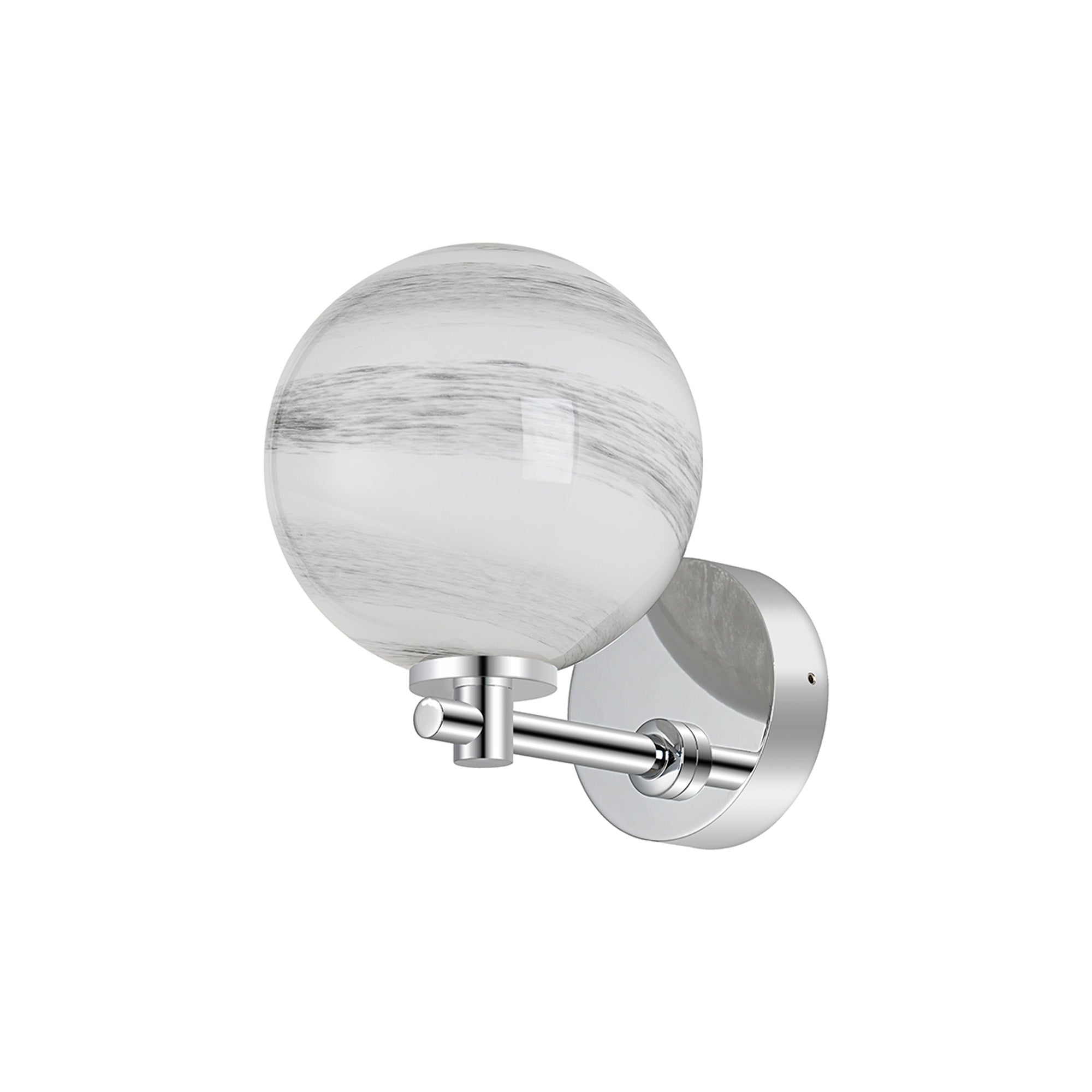 Luminosity Designs Ltd - Samuel Short Arm Wall Light, 1 Light G9, IP44, Round Marble Effect Glass - Luminosity Designs Ltd