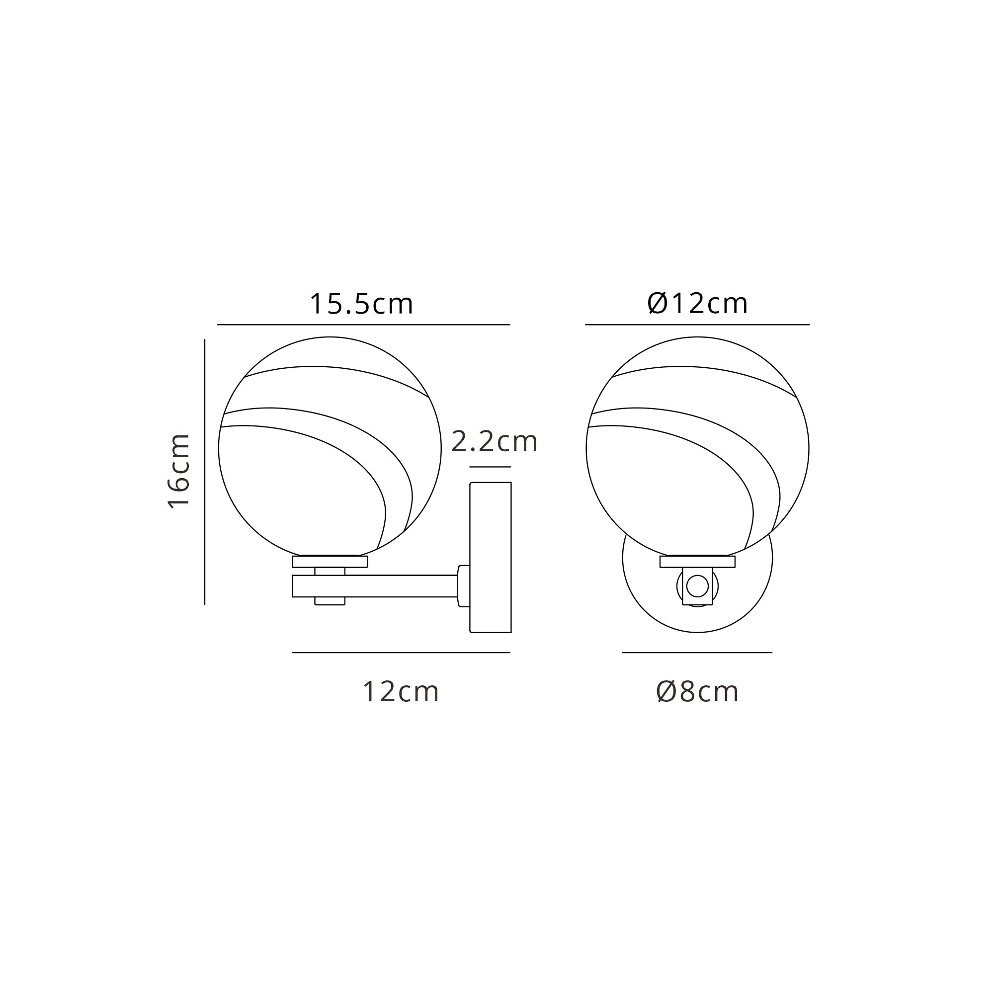 Luminosity Designs Ltd - Samuel Short Arm Wall Light, 1 Light G9, IP44, Round Marble Effect Glass - Luminosity Designs Ltd