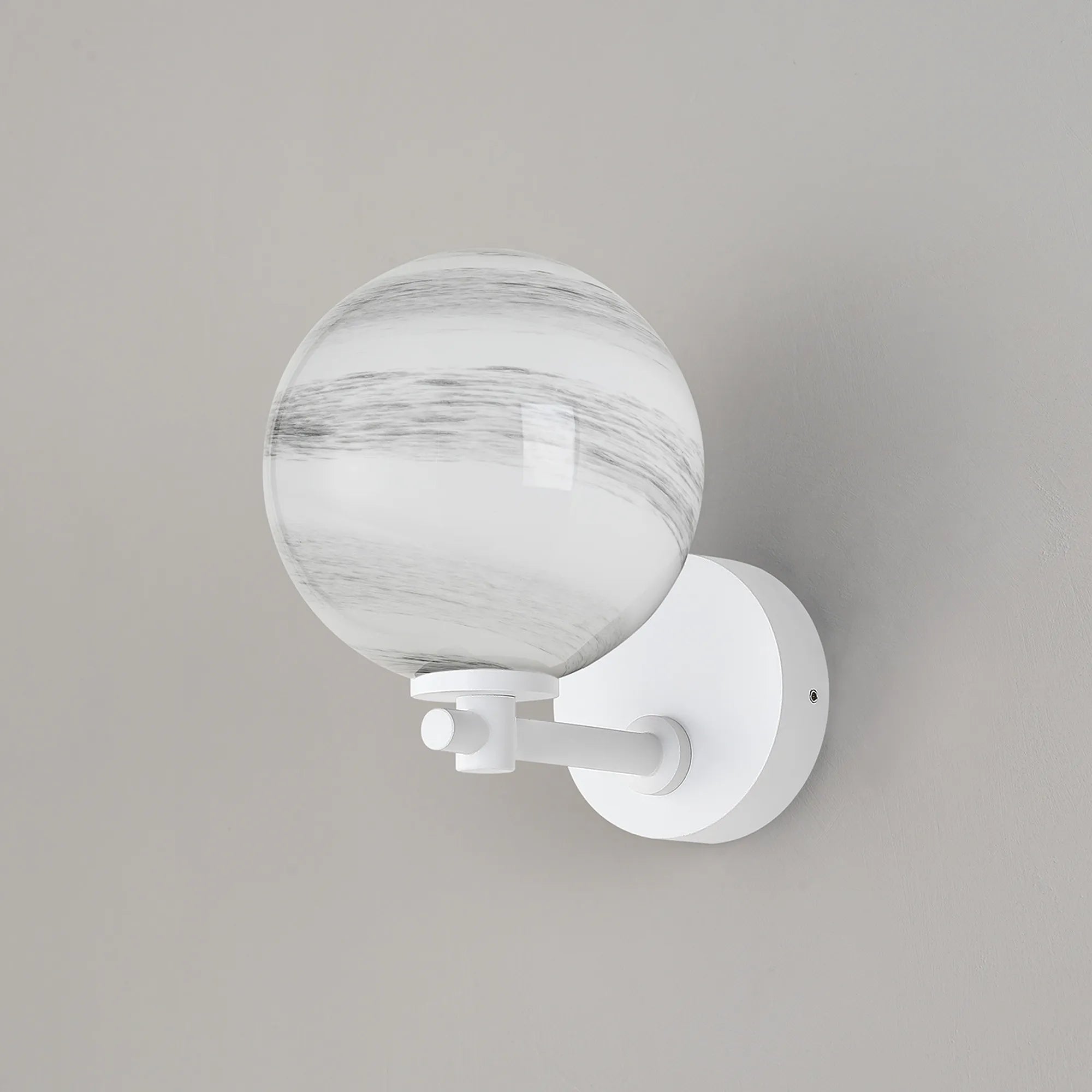 Luminosity Designs Ltd - Samuel Short Arm Wall Light, 1 Light G9, IP44, Round Marble Effect Glass - Luminosity Designs Ltd