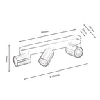 Oaks Lighting - Sanson GU10 3 Light Spot Bar with Ridged Metal Casing and Matt Paint Finish - Luminosity Designs Ltd