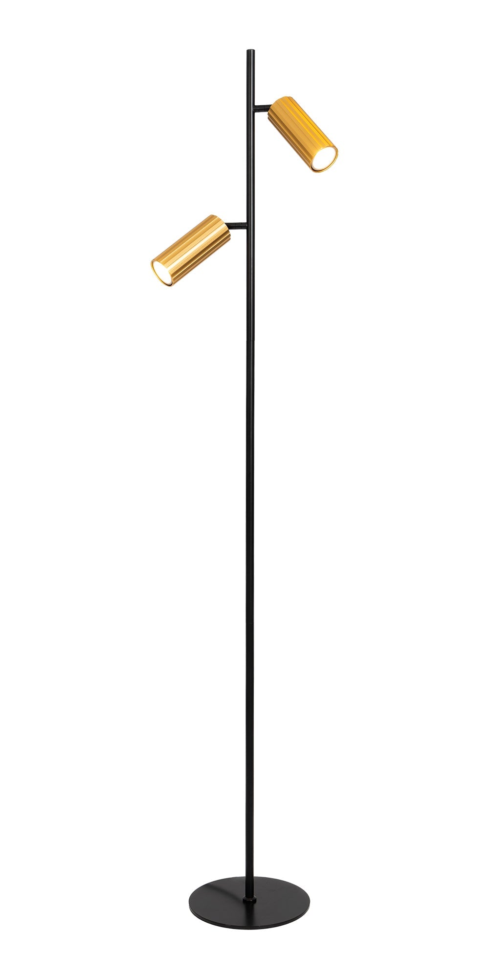 Oaks Lighting - Sanson GU10 Double Headed Floor Lamp with Ridged Metal Casing and Matt Paint Finish - Luminosity Designs Ltd