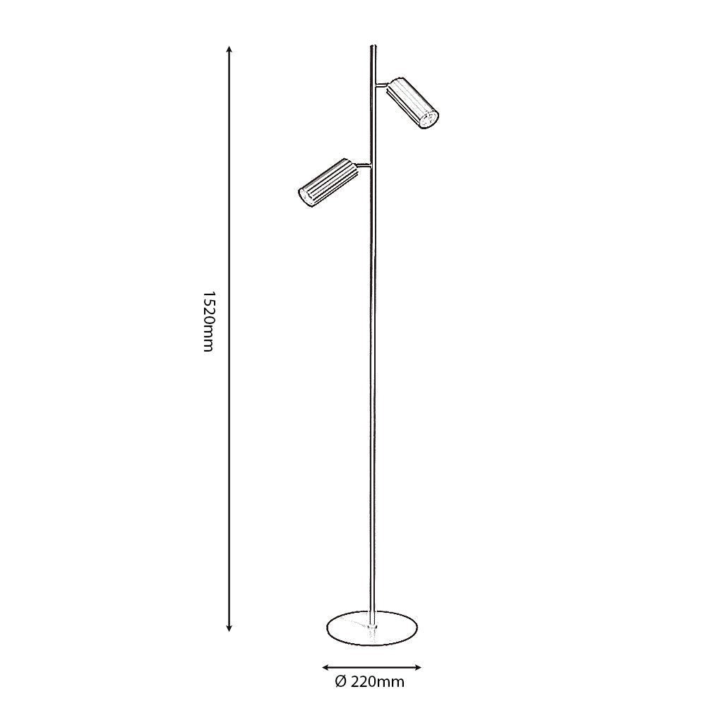 Oaks Lighting - Sanson GU10 Double Headed Floor Lamp with Ridged Metal Casing and Matt Paint Finish - Luminosity Designs Ltd