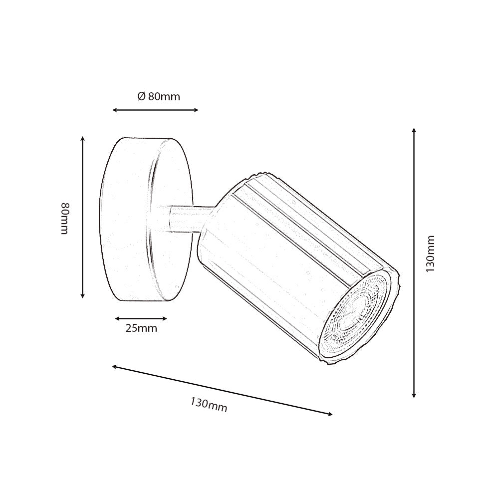 Oaks Lighting - Sanson GU10 Single Spot with Ridged Metal Casing and Matt Paint Finish - Luminosity Designs Ltd