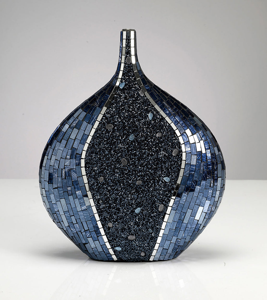 Diyas Home - Sapphire Mosaic Vase - Round - Luminosity Designs Ltd