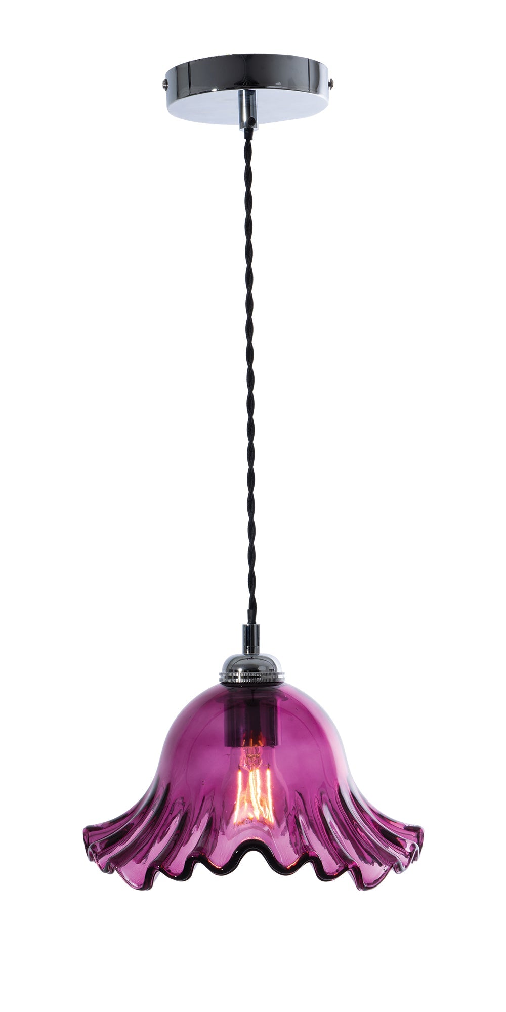 Oaks Lighting - Sarina Vintage Style Glass Pendant with Twisted Flex - Luminosity Designs Ltd