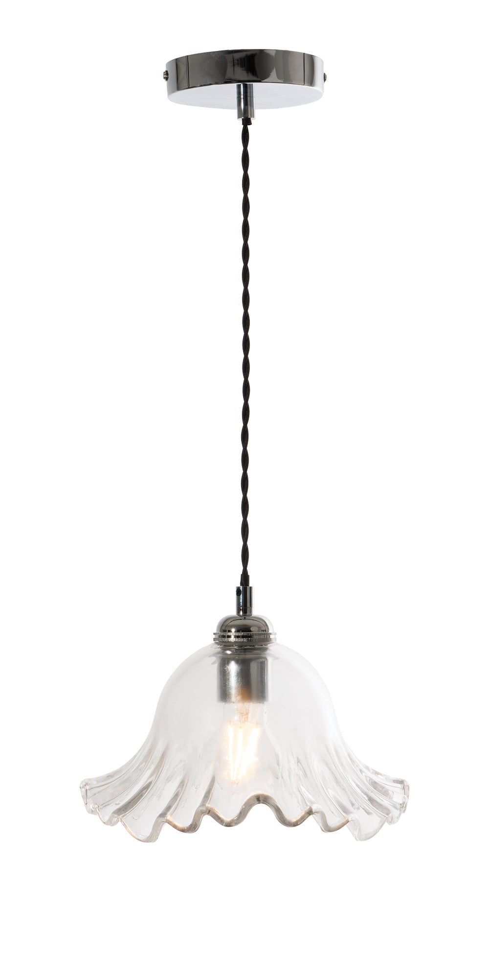 Oaks Lighting - Sarina Vintage Style Glass Pendant with Twisted Flex - Luminosity Designs Ltd