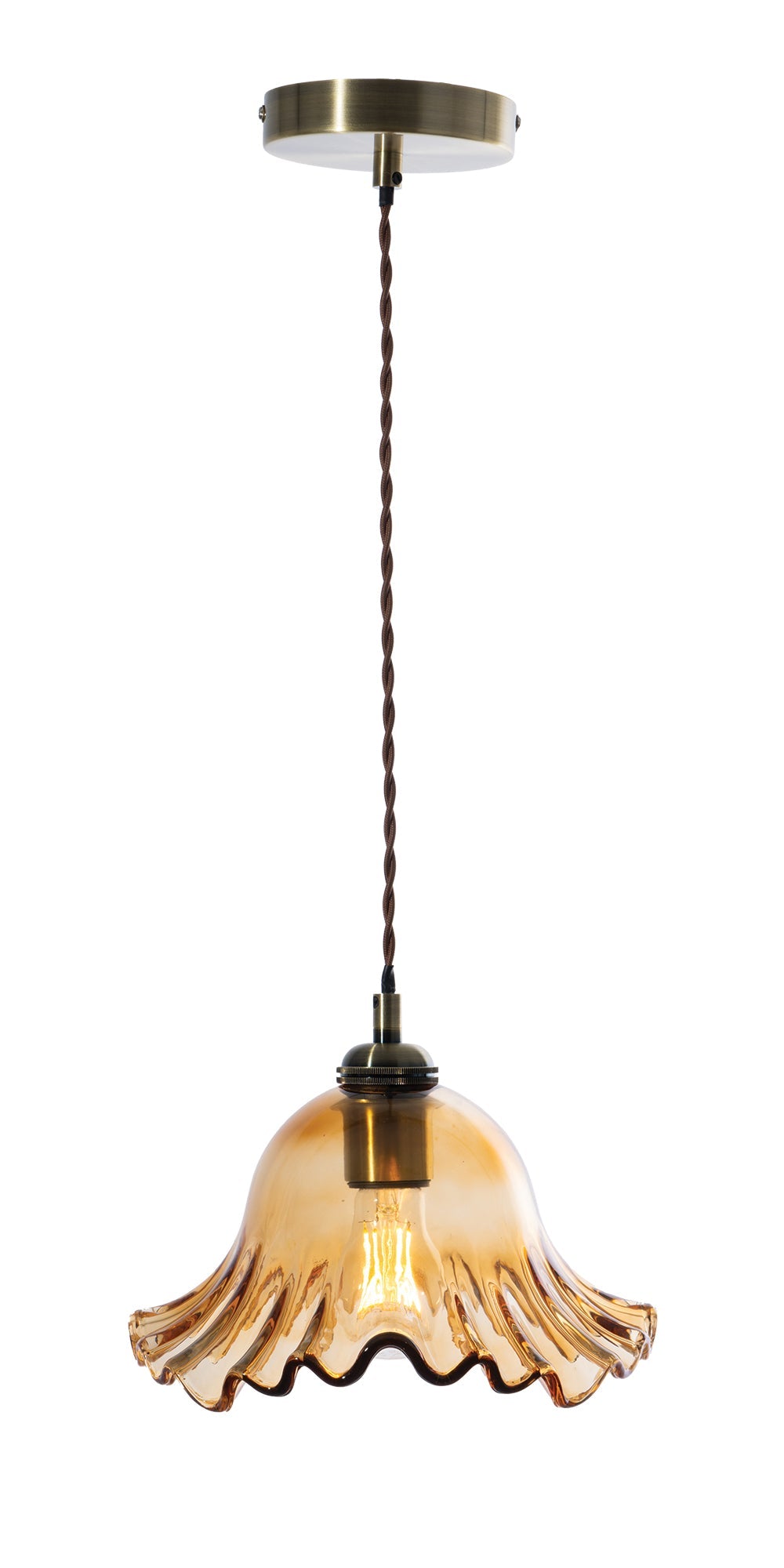 Oaks Lighting - Sarina Vintage Style Glass Pendant with Twisted Flex - Luminosity Designs Ltd
