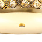 Deco - Sasha Flush Ceiling Light with Crystal Panels and Glass Diffuser - Luminosity Designs Ltd