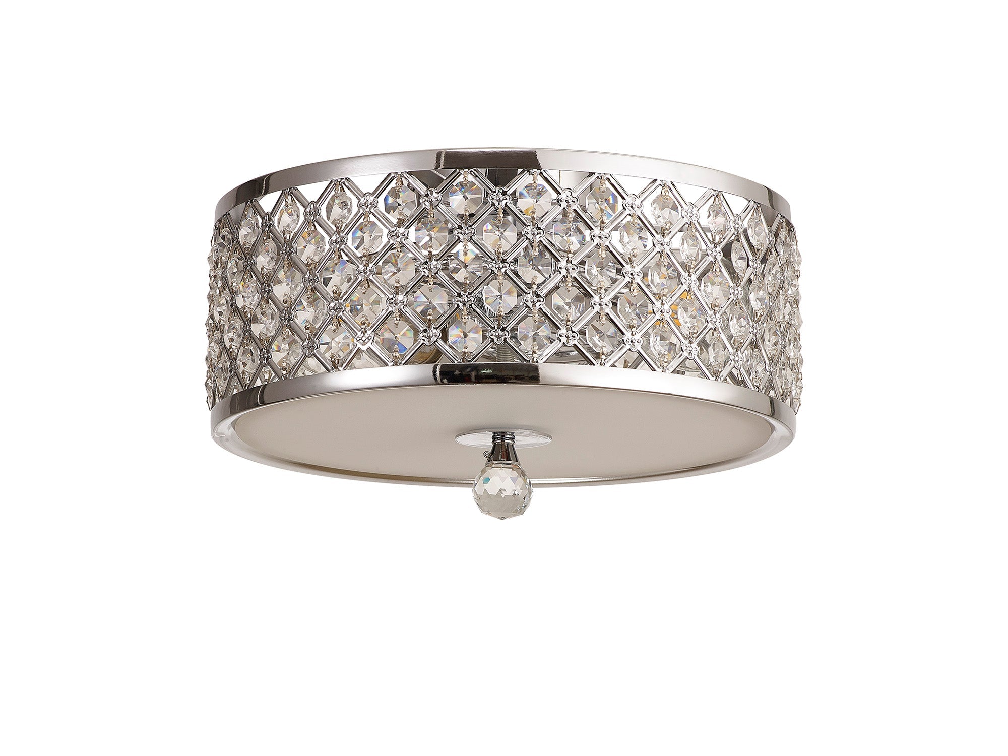Deco - Sasha Flush Ceiling Light with Crystal Panels and Glass Diffuser - Luminosity Designs Ltd