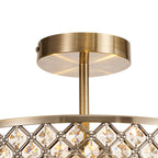 Deco - Sasha Large Semi Flush Ceiling Light with Crystal Panels and Glass Diffuser - Luminosity Designs Ltd