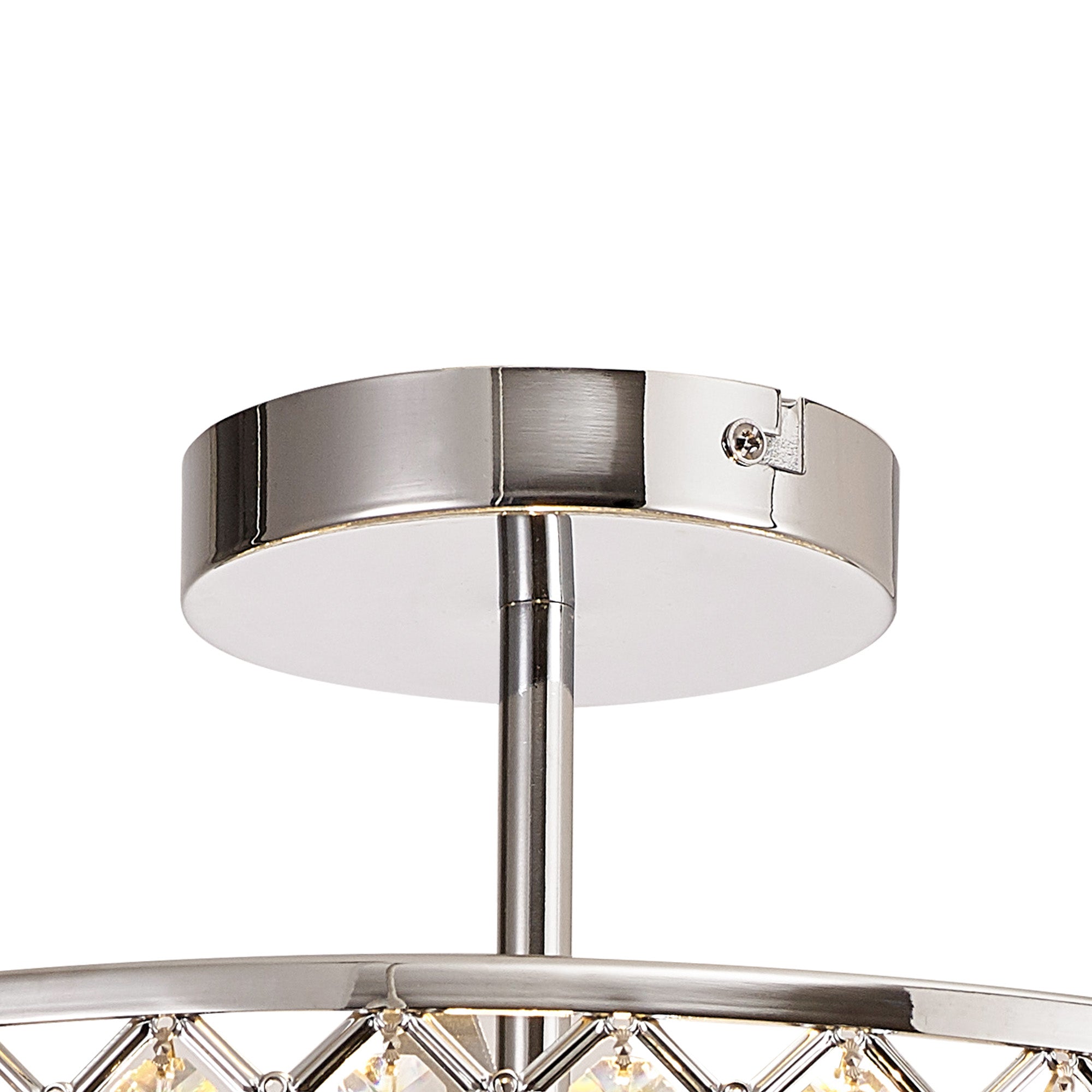 Deco - Sasha Large Semi Flush Ceiling Light with Crystal Panels and Glass Diffuser - Luminosity Designs Ltd