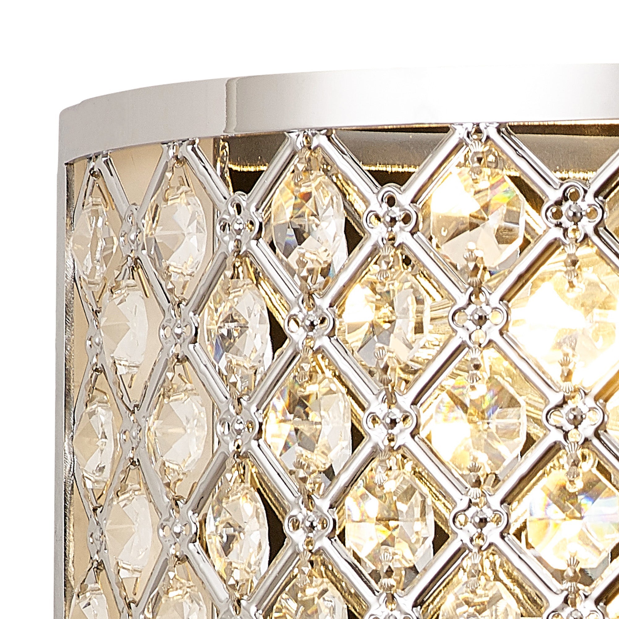 Deco - Sasha Large Semi Flush Ceiling Light with Crystal Panels and Glass Diffuser - Luminosity Designs Ltd