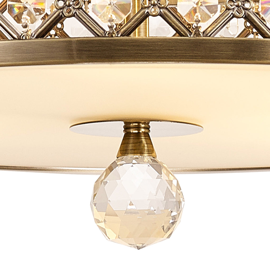 Deco - Sasha Large Semi Flush Ceiling Light with Crystal Panels and Glass Diffuser - Luminosity Designs Ltd