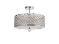 Deco - Sasha Large Semi Flush Ceiling Light with Crystal Panels and Glass Diffuser - Luminosity Designs Ltd