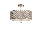 Deco - Sasha Large Semi Flush Ceiling Light with Crystal Panels and Glass Diffuser - Luminosity Designs Ltd