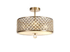 Deco - Sasha Large Semi Flush Ceiling Light with Crystal Panels and Glass Diffuser - Luminosity Designs Ltd
