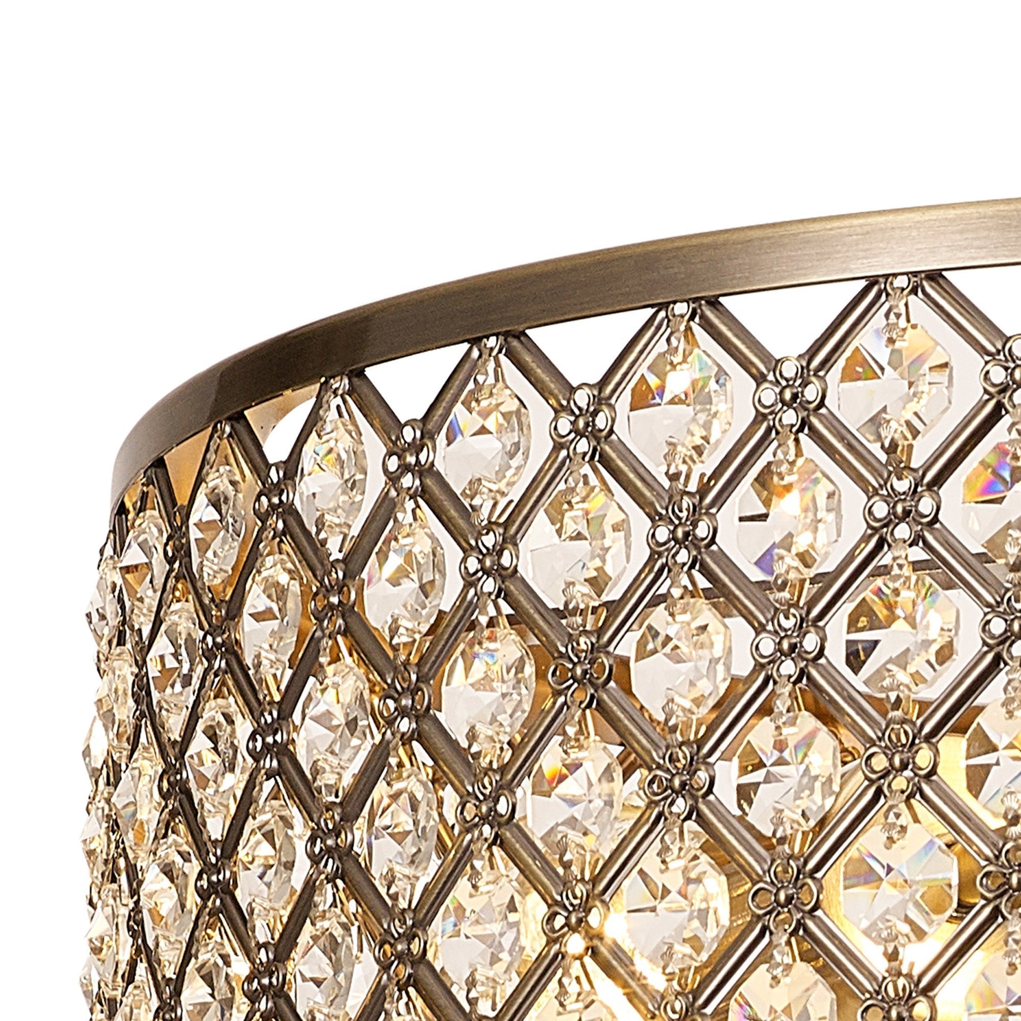 Deco - Sasha Large Semi Flush Ceiling Light with Crystal Panels and Glass Diffuser - Luminosity Designs Ltd