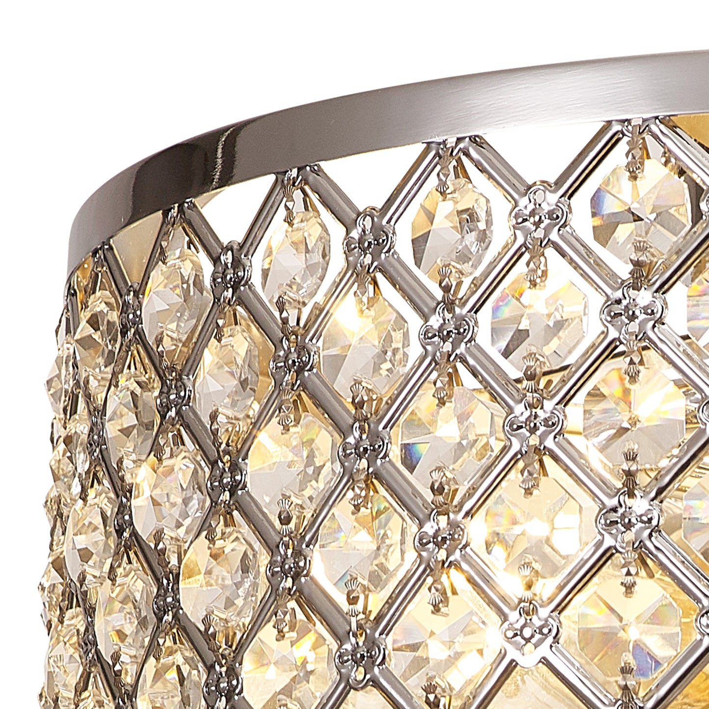 Sasha Flush Ceiling Light with Crystal Panels and Glass Diffuser