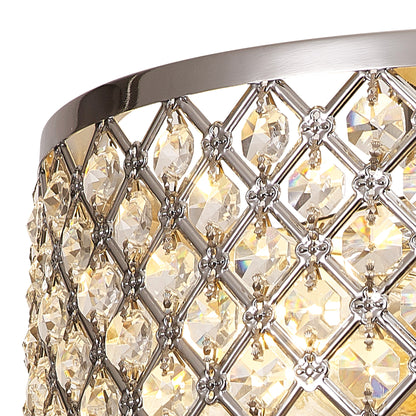 Sasha Large Semi Flush Ceiling Light with Crystal Panels and Glass Diffuser