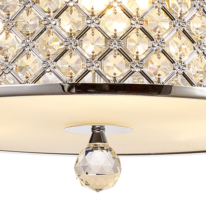 Sasha Large Semi Flush Ceiling Light with Crystal Panels and Glass Diffuser