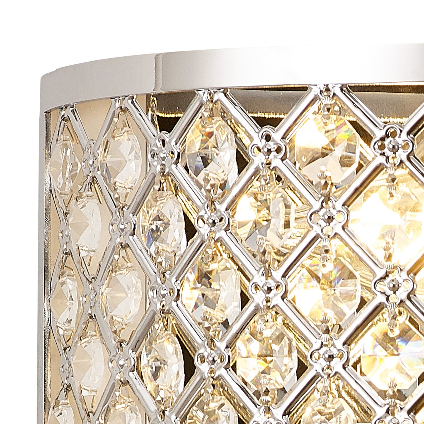 Sasha Large Semi Flush Ceiling Light with Crystal Panels and Glass Diffuser