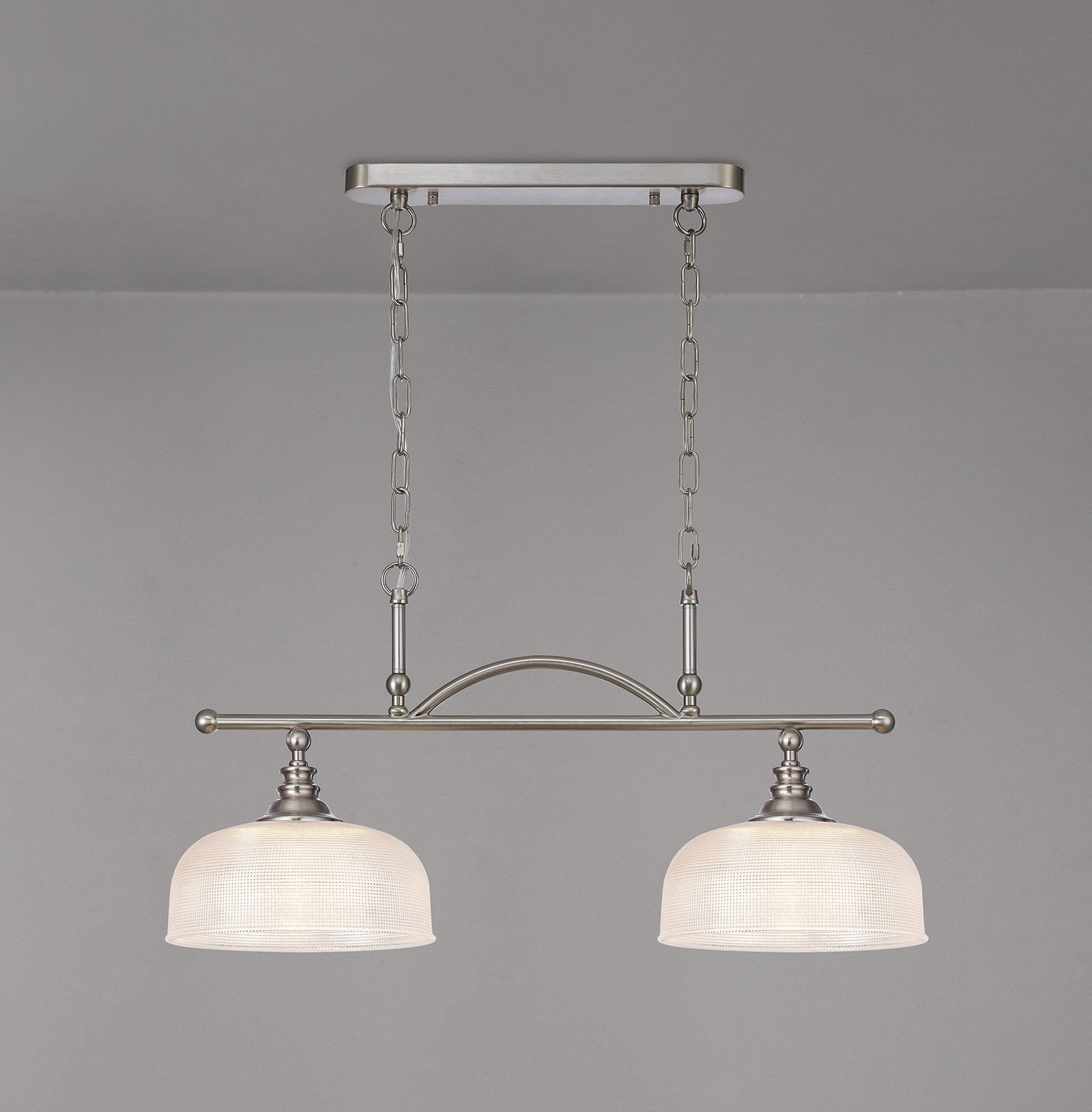 Luminosity Designs - Satin Nickel Sledmere 2 Light Bar (Converts to Semi Flush) 2x E27 - Luminosity Designs Ltd