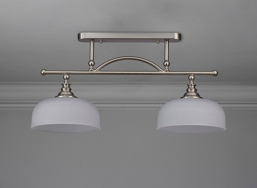 Luminosity Designs - Satin Nickel Sledmere 2 Light Bar (Converts to Semi Flush) 2x E27 - Luminosity Designs Ltd