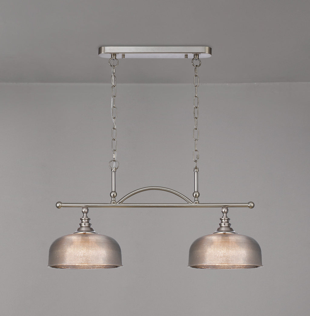 Luminosity Designs - Satin Nickel Sledmere 2 Light Bar (Converts to Semi Flush) 2x E27 - Luminosity Designs Ltd