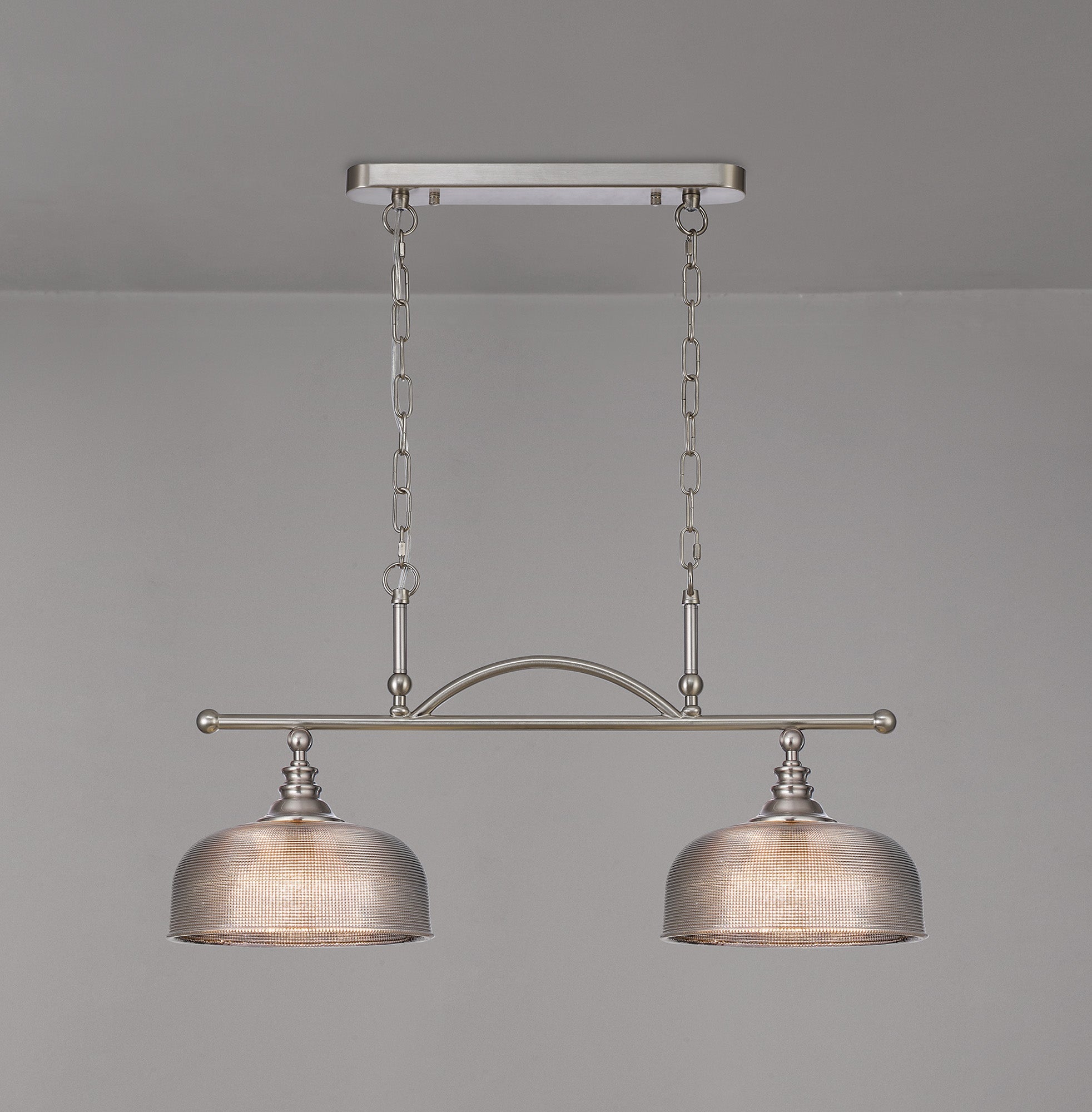 Luminosity Designs - Satin Nickel Sledmere 2 Light Bar (Converts to Semi Flush) 2x E27 - Luminosity Designs Ltd