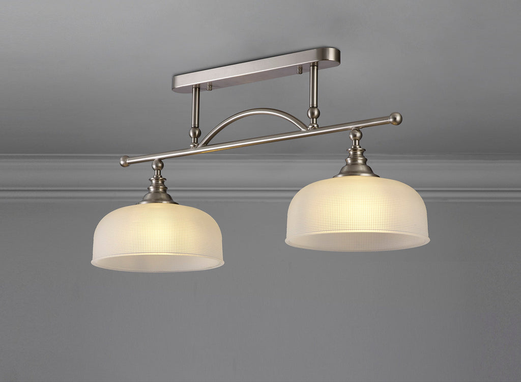 Luminosity Designs - Satin Nickel Sledmere 2 Light Bar (Converts to Semi Flush) 2x E27 - Luminosity Designs Ltd