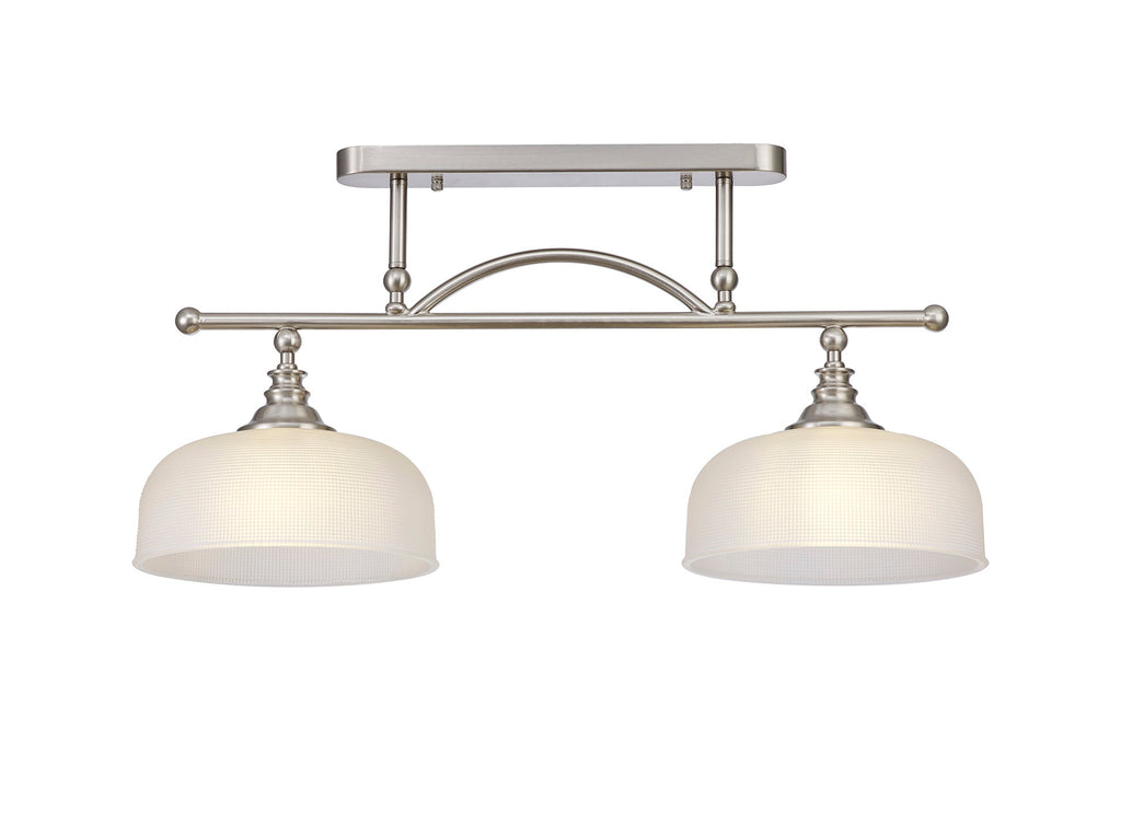 Luminosity Designs - Satin Nickel Sledmere 2 Light Bar (Converts to Semi Flush) 2x E27 - Luminosity Designs Ltd