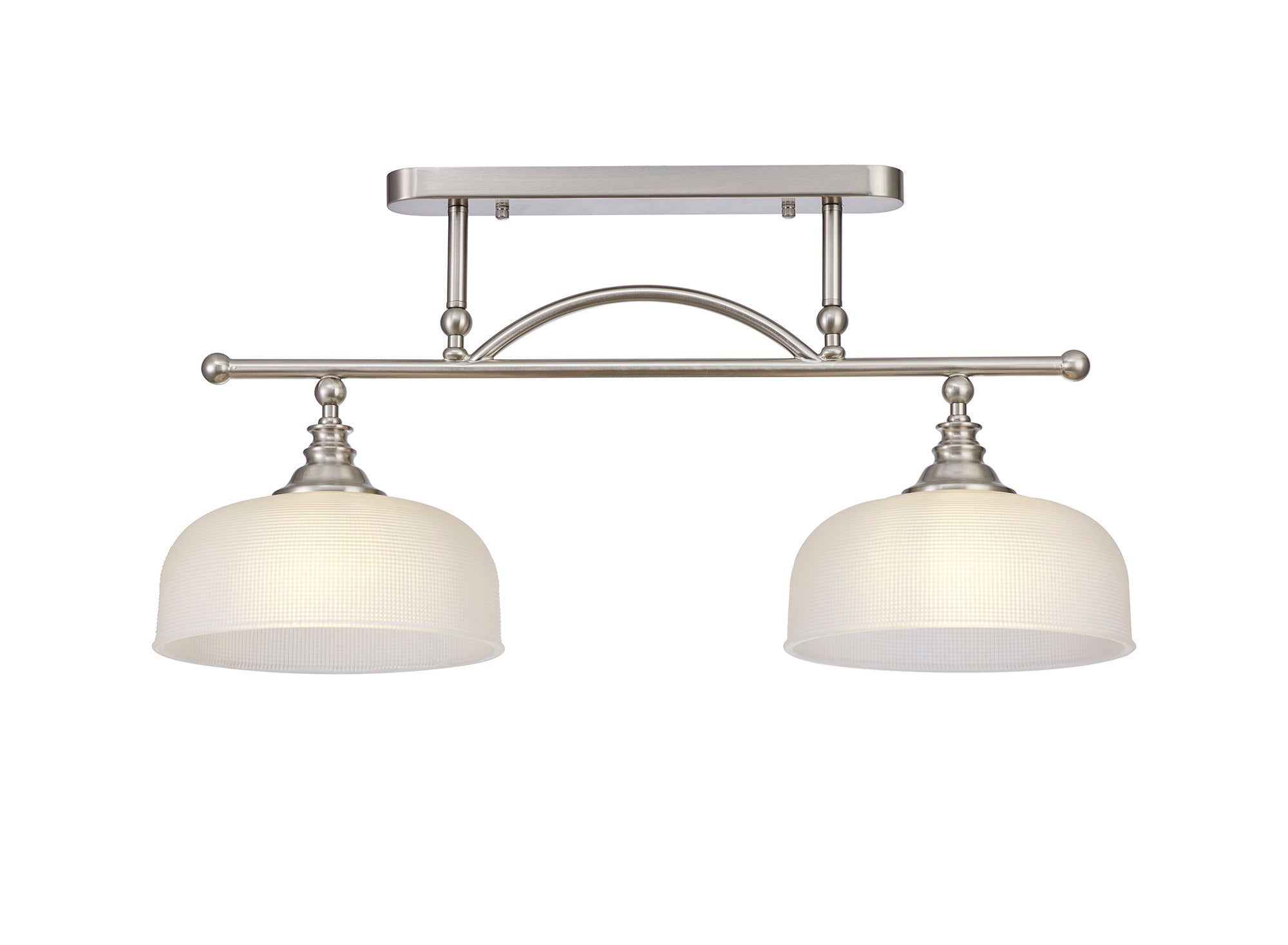 Luminosity Designs - Satin Nickel Sledmere 2 Light Bar (Converts to Semi Flush) 2x E27 - Luminosity Designs Ltd