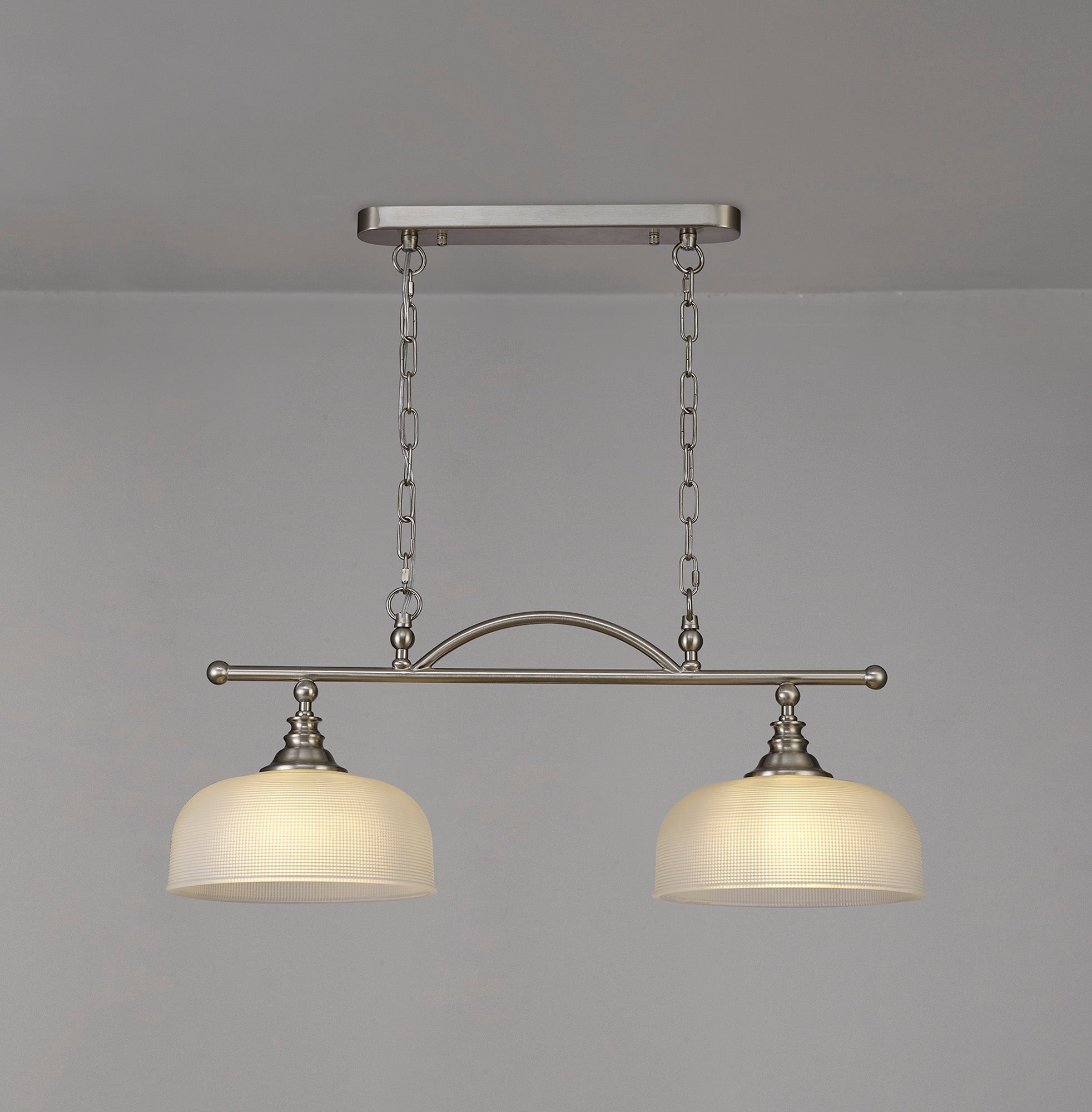 Luminosity Designs - Satin Nickel Sledmere 2 Light Bar (Converts to Semi Flush) 2x E27 - Luminosity Designs Ltd