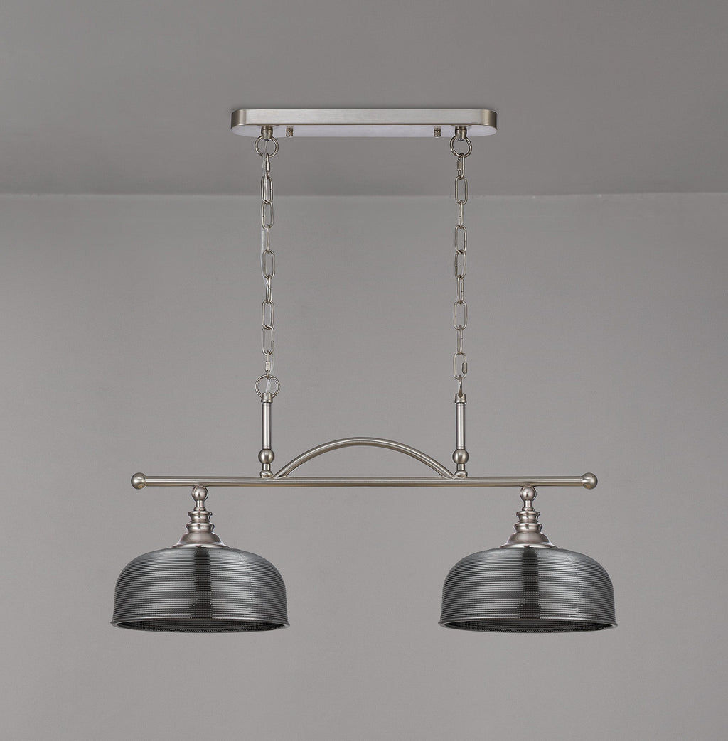 Luminosity Designs - Satin Nickel Sledmere 2 Light Bar (Converts to Semi Flush) 2x E27 - Luminosity Designs Ltd