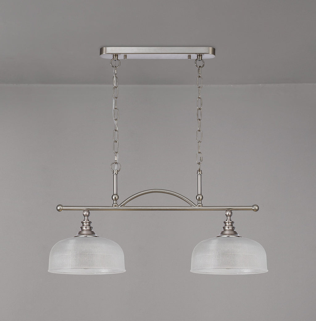 Luminosity Designs - Satin Nickel Sledmere 2 Light Bar (Converts to Semi Flush) 2x E27 - Luminosity Designs Ltd