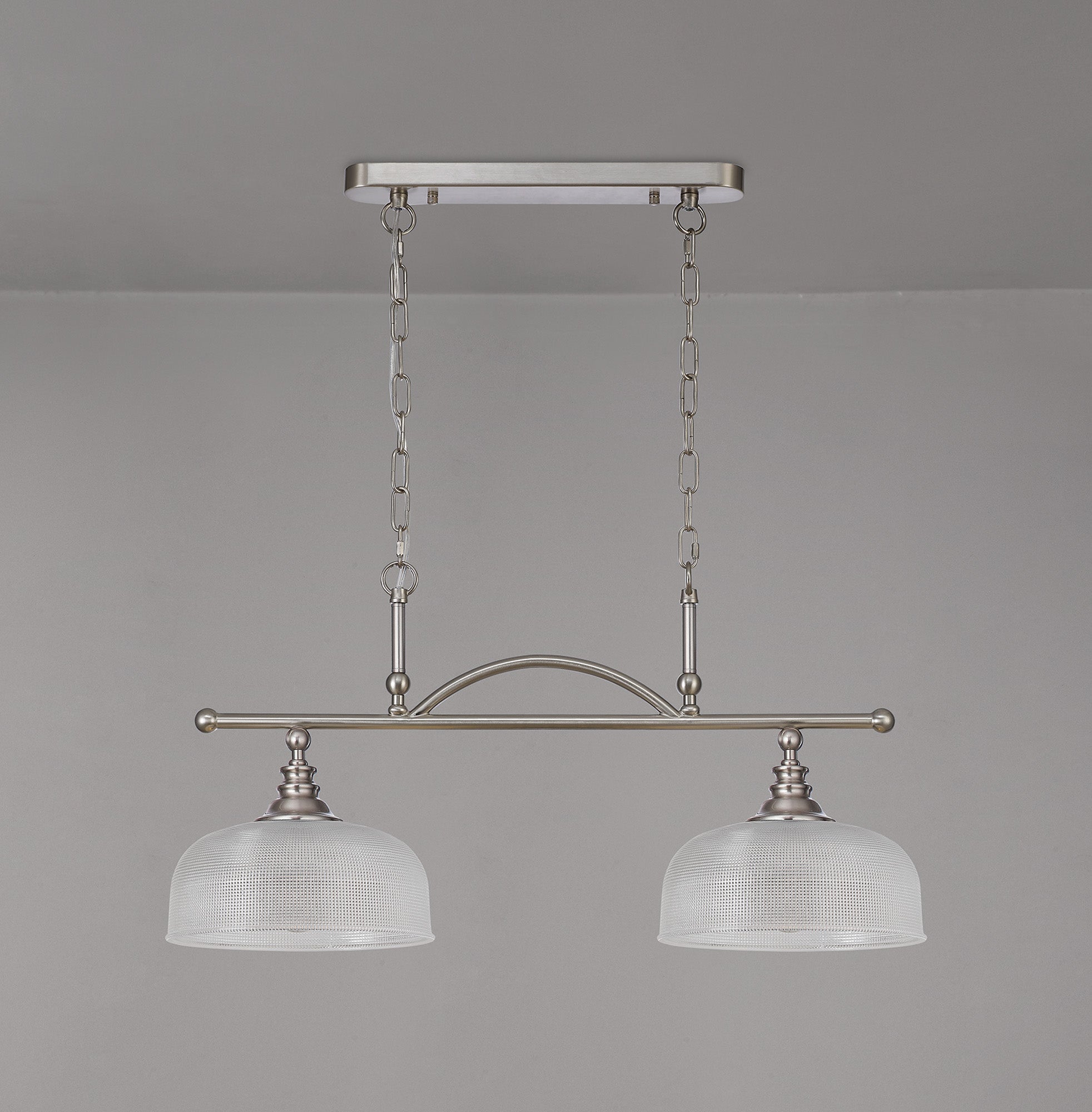Luminosity Designs - Satin Nickel Sledmere 2 Light Bar (Converts to Semi Flush) 2x E27 - Luminosity Designs Ltd