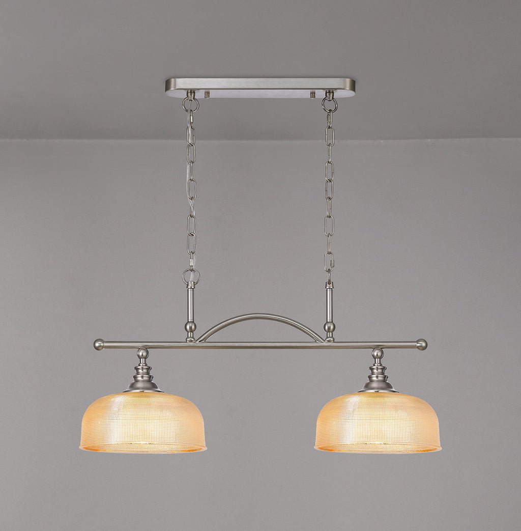 Luminosity Designs - Satin Nickel Sledmere 2 Light Bar (Converts to Semi Flush) 2x E27 - Luminosity Designs Ltd