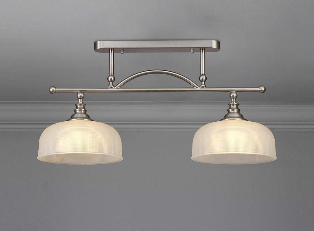 Luminosity Designs - Satin Nickel Sledmere 2 Light Bar (Converts to Semi Flush) 2x E27 - Luminosity Designs Ltd