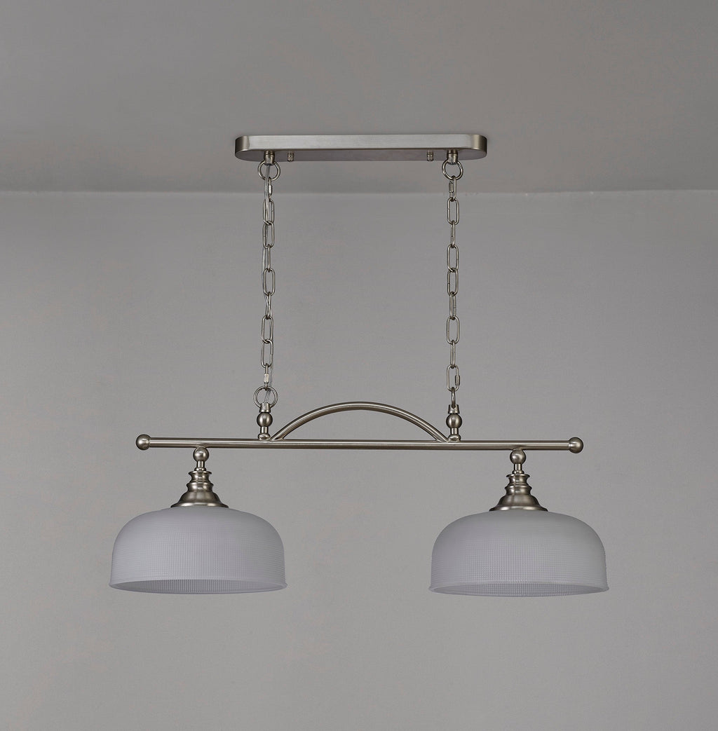Luminosity Designs - Satin Nickel Sledmere 2 Light Bar (Converts to Semi Flush) 2x E27 - Luminosity Designs Ltd